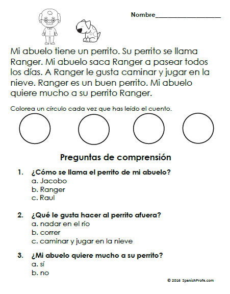 spanish reading homework