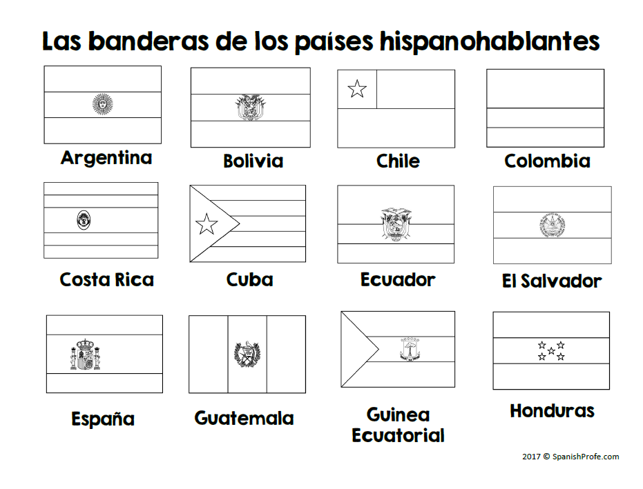 Flags of Spanish Speaking Countries Activities (Banderas paises