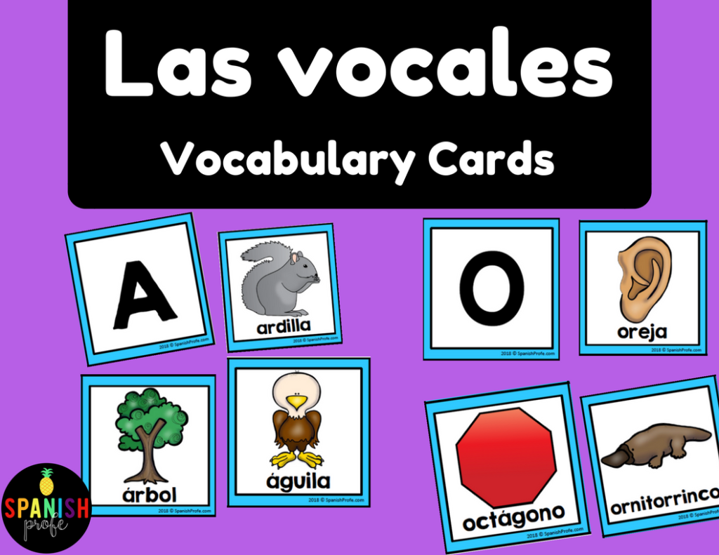 Las Vocales Vocabulary Cards Vowels In Spanish Spanish Profe