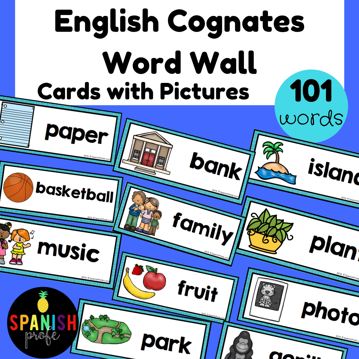 English Cognates Word Wall (Los cognados en ingles) - Spanish Profe