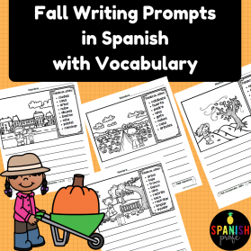 Fall Writing Prompts in Spanish with Vocabulario (Escritura con vocabulario)