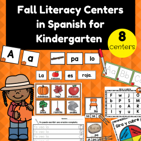 Kindergarten Fall Literacy Centers in Spanish (Centros de lectura otono)