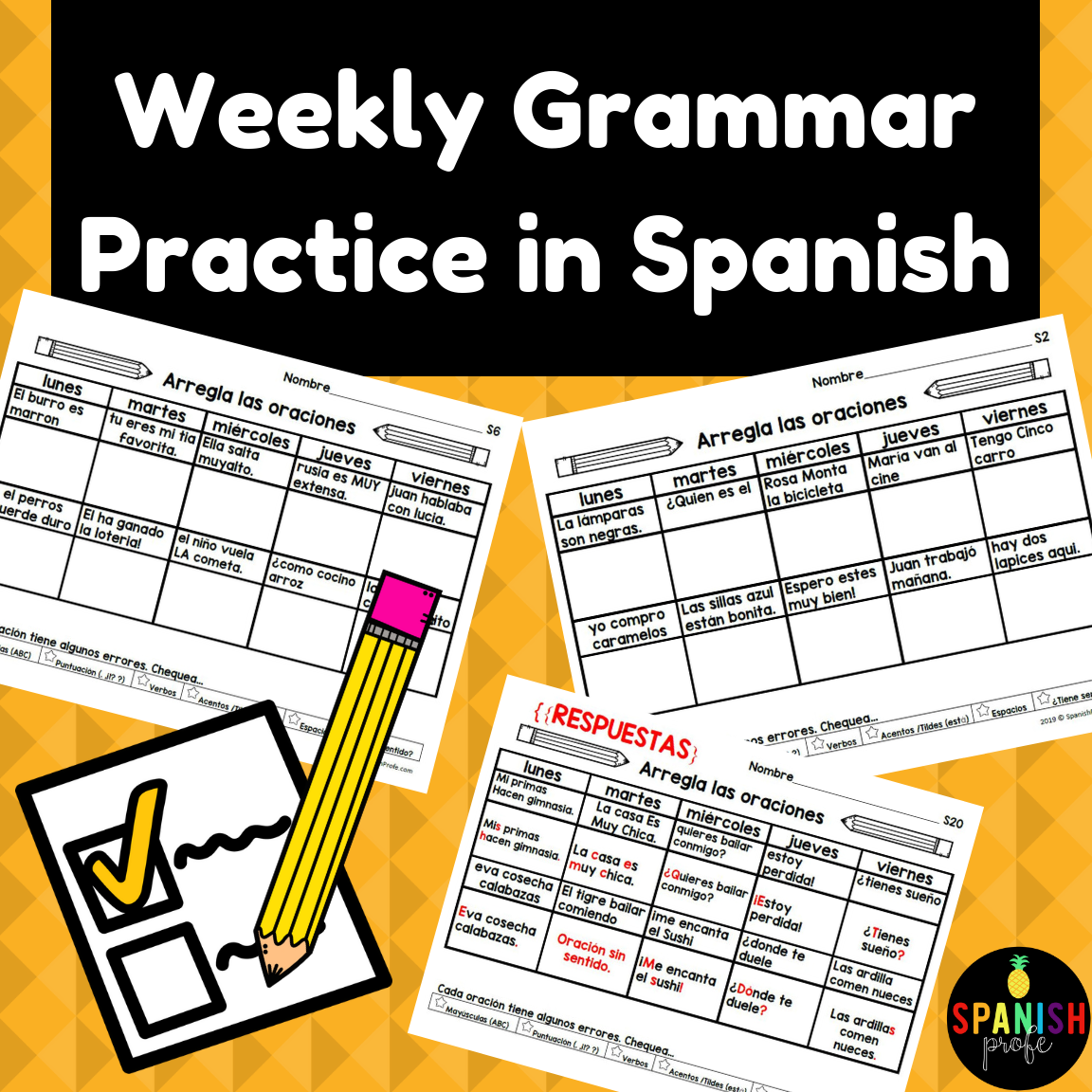Weekly Grammar Worksheet Answers
